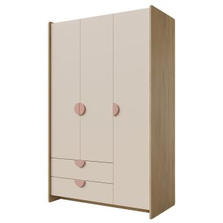 Drehtürenschrank mit 3 Türen und 2 Schubladen für Jugenzimmer LENA