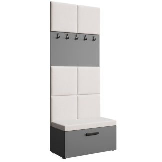 Garderobenschrank mit gepolsterten Paneelen MARGARET I Graphit + Jasmine 21