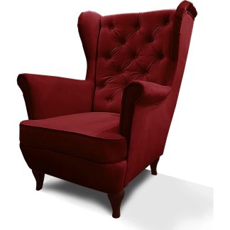 Sessel im Chesterfield Stil FALCO Rotwein
