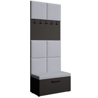Garderobenschrank mit gepolsterten Paneelen MARGARET I Graphit + Jasmine 90