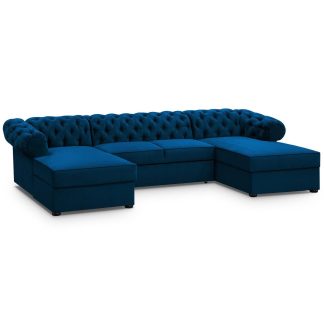 Ecksofa mit Schlaffunktion CHESTER U Marineblau