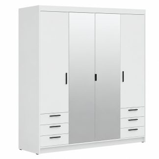 Drehtürenschrank mit 4 Türen 6 Schubladen und Spiegel ELENA